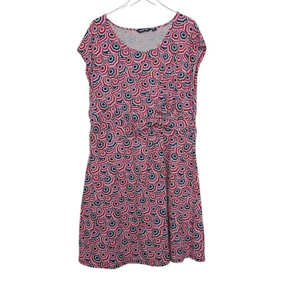 Lands End Umbrella Dress Womens Size 2X Red Blue Twist Front Cap Sleeve Beach - Picture 1 of 9